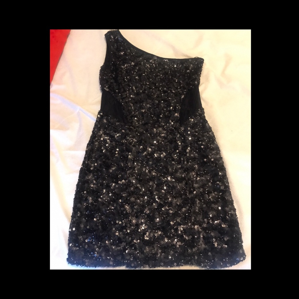 Missguided Cotton Club Kiki One Shouldered Black Sequin Dress